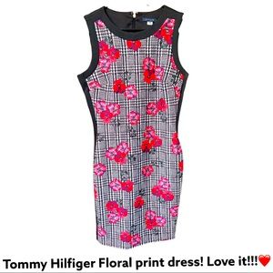 Tommy Hilfiger black Printed Contrast Trim dress.